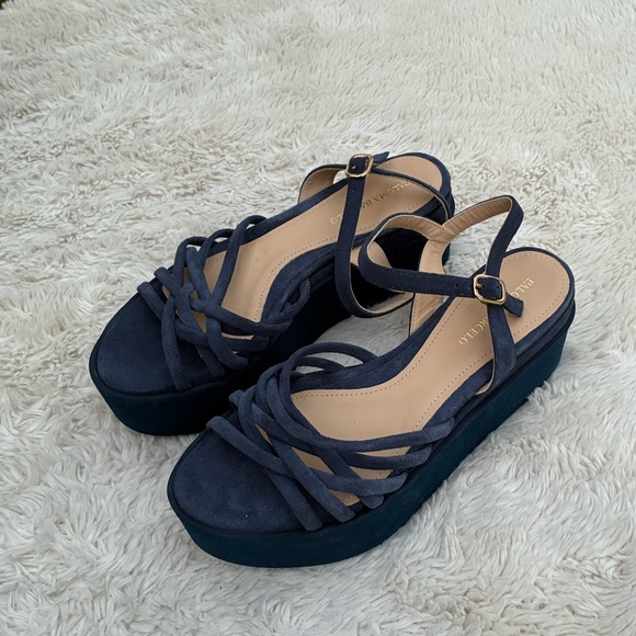 Paloma Barcelo Alya Platform Blue Wedge Sandals Size 10 (40) - Picture 3 of 5